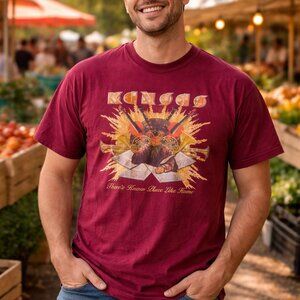 Vintage Alstyle concert Tee Kansas music band burgundy s/l shirt 1974 printed